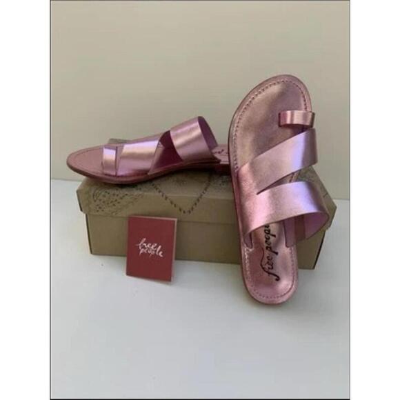 Free People Abilene Sandals Flats 8 EU 38 Pink Leather Slides - Picture 1 of 9